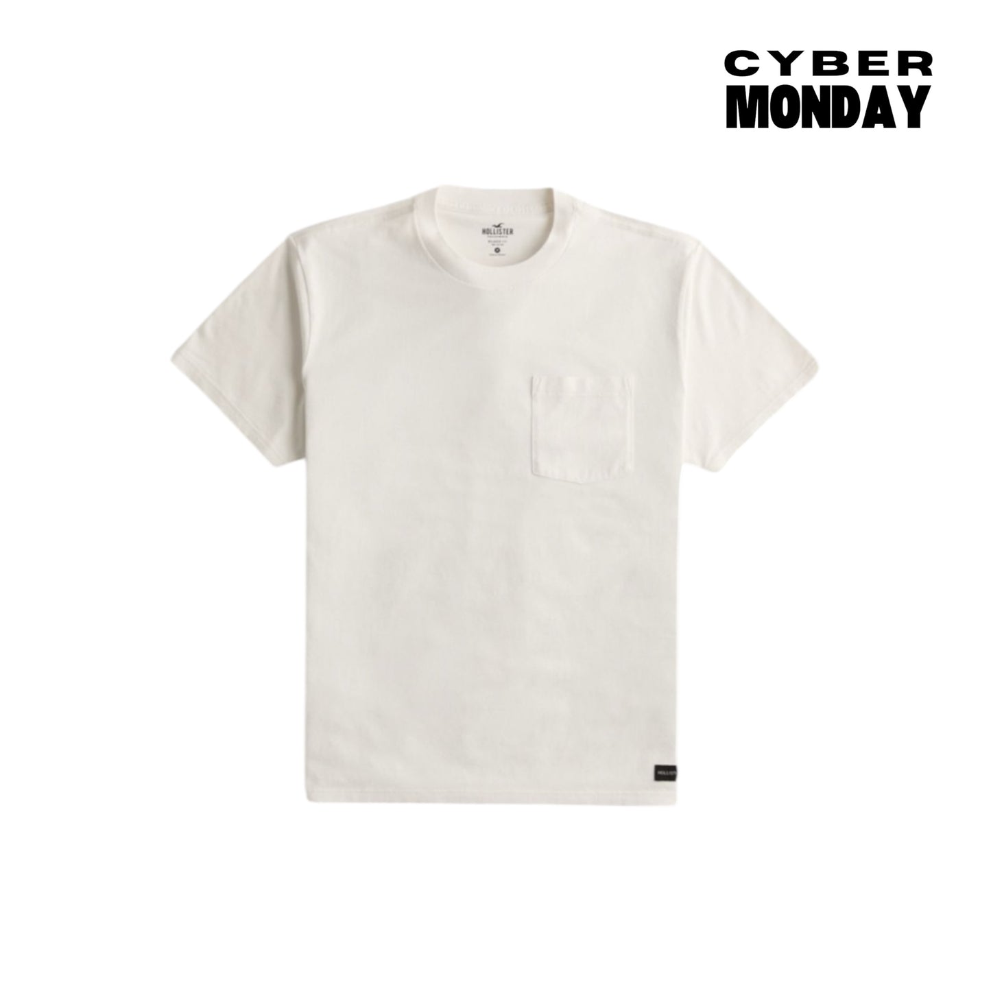 Remera Overzise Hollister negra/blanca con bolsillo